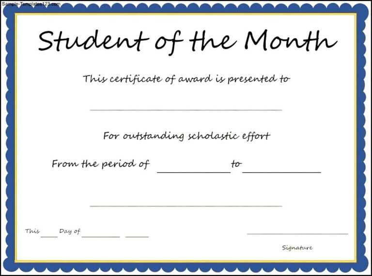 Student Of The Month Certificate Template Free