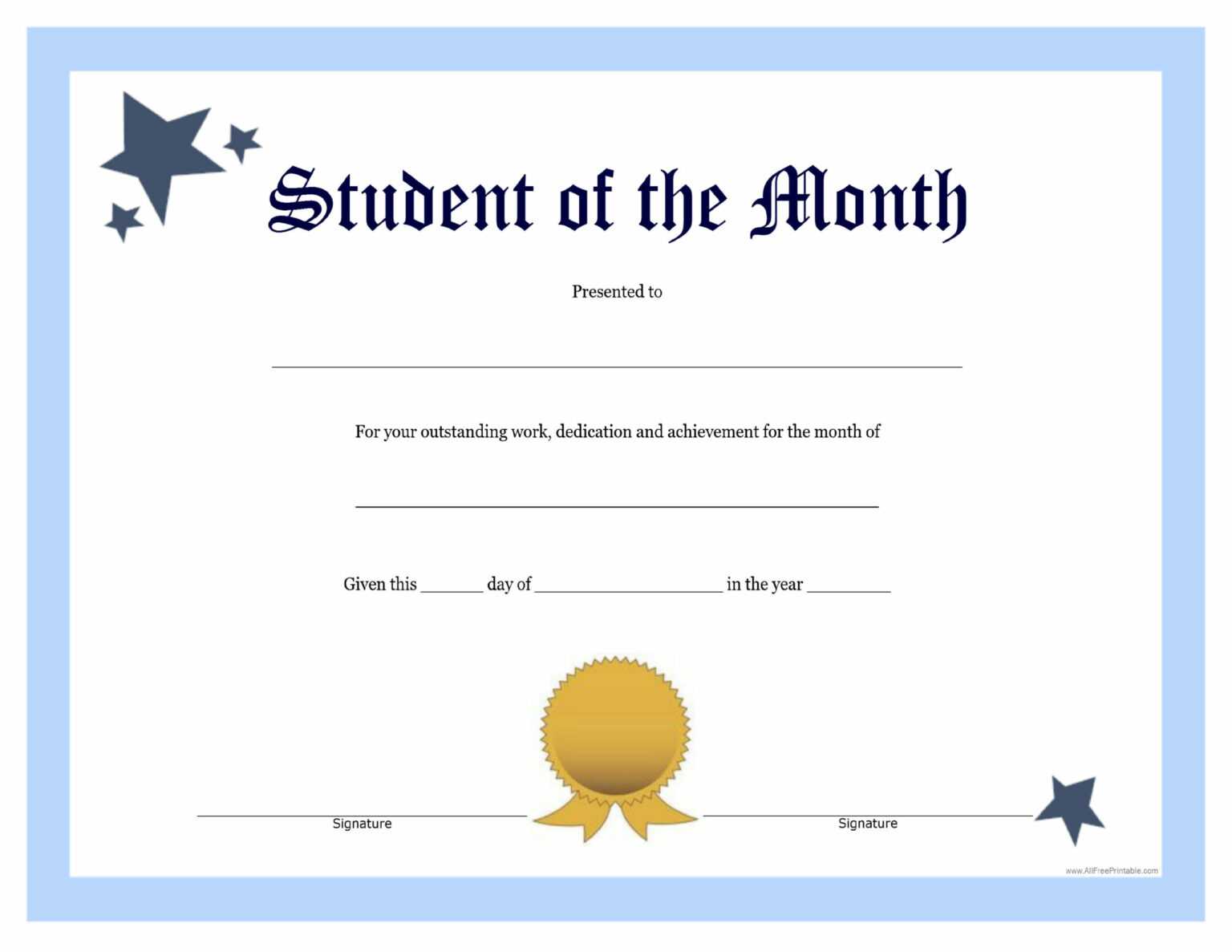 Free Printable Student Of The Month Certificate Templates