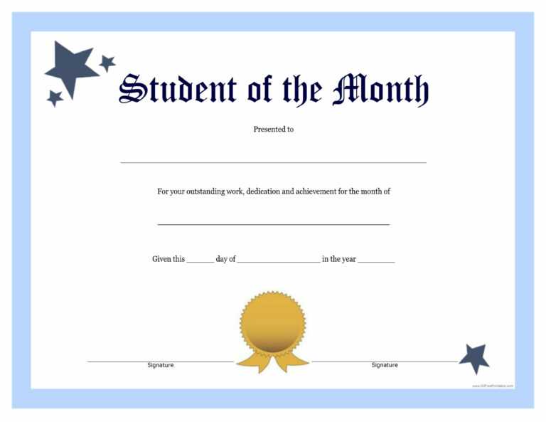 Free Printable Student Of The Month Certificate Templates - Business ...