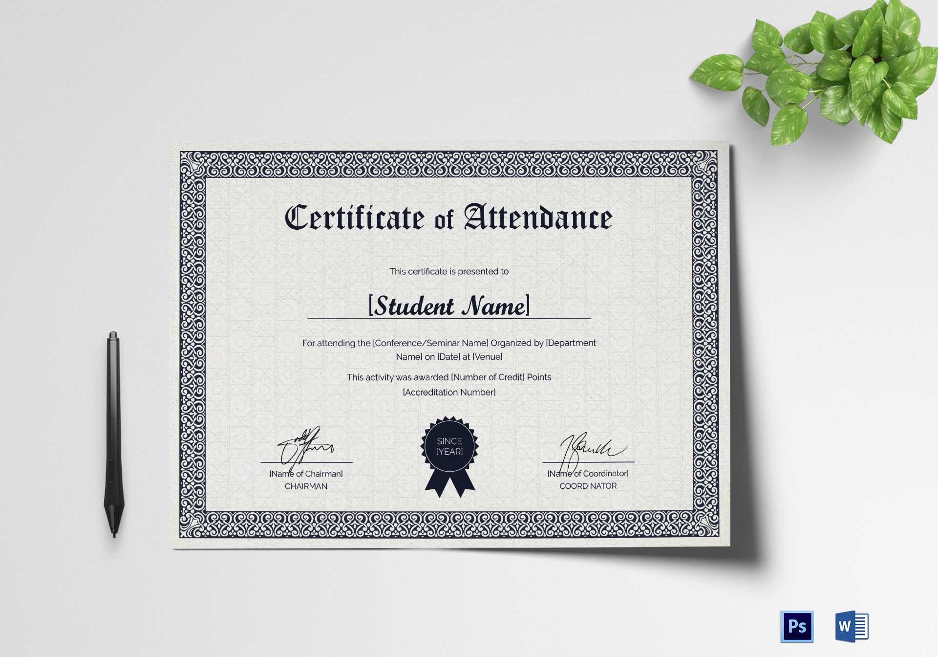 Students Attendance Certificate Template For Conference Certificate Of Attendance Template