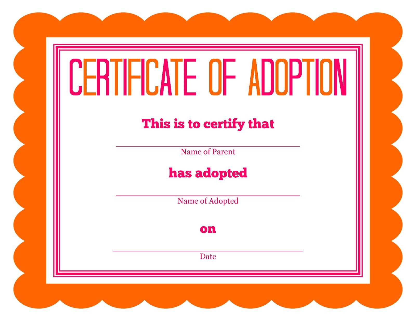 Stuffed Animal Adoption Certificate Within Pet Adoption Certificate Template