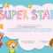 Super Star Award Template With Kids In Background Illustration With Regard To Star Award Certificate Template