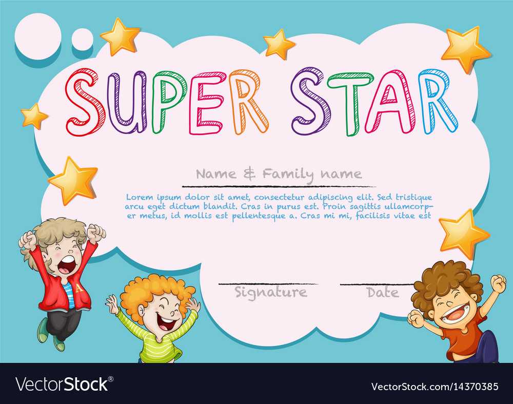 Super Star Award Template With Kids In Background Inside Star Award Certificate Template