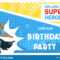 Superhero Birthday Party Banner Template, Cute Funny Mouse In Superhero Birthday Card Template
