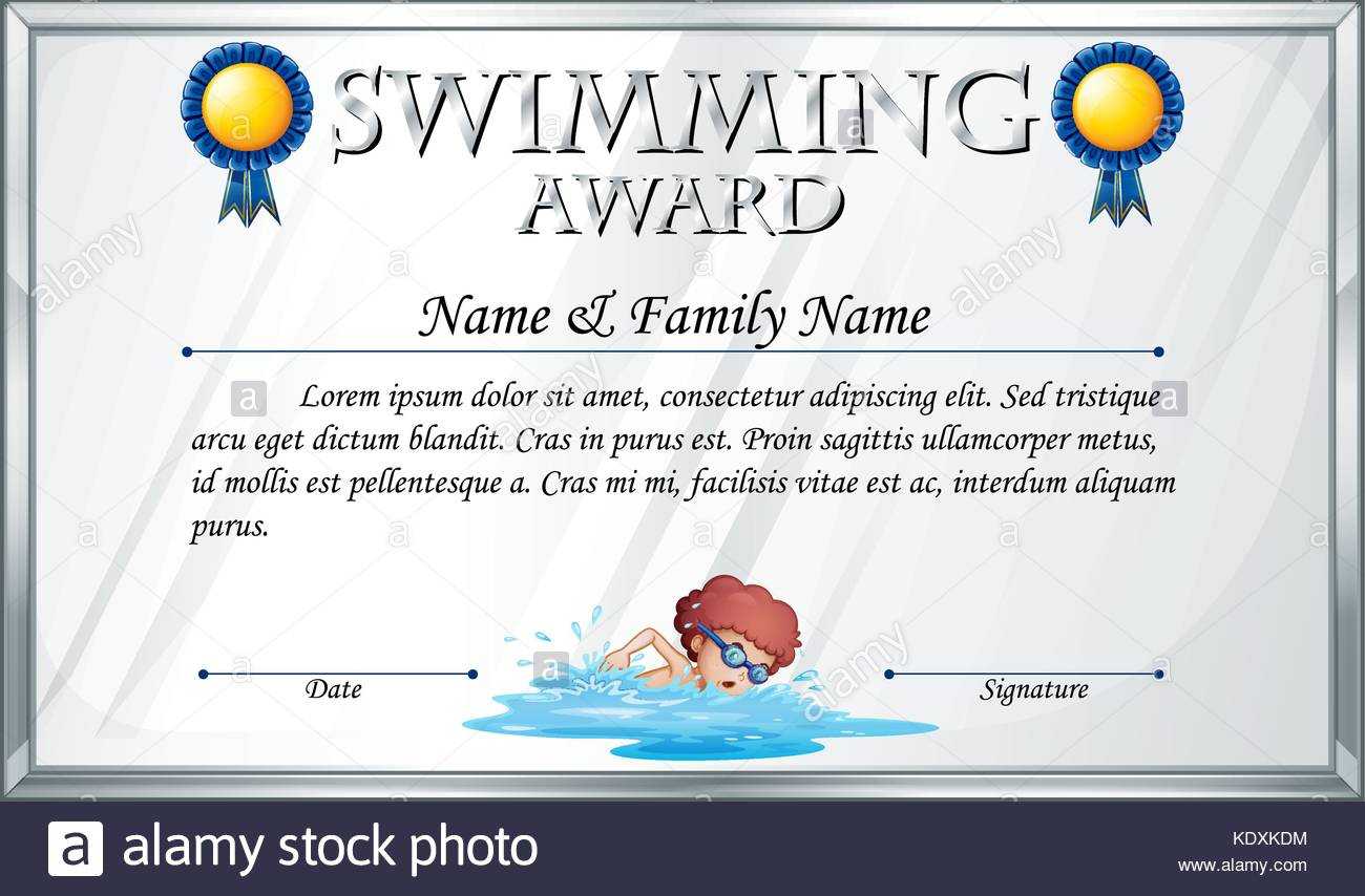 Swimming Certificate Stock Photos & Swimming Certificate Throughout Free Swimming Certificate Templates