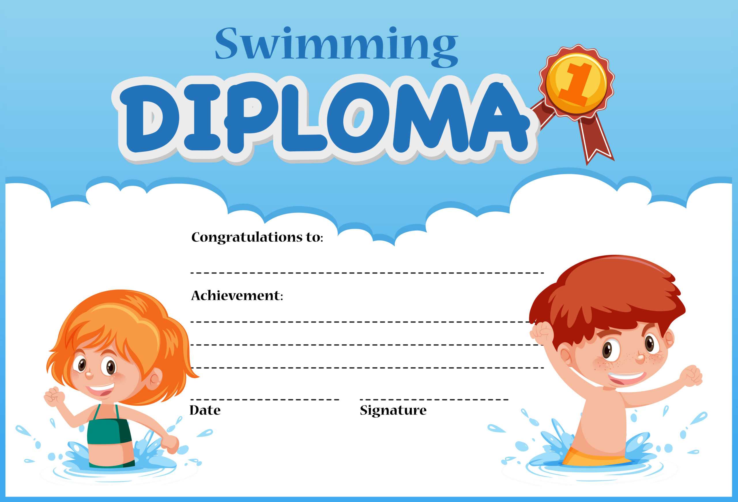 Swimming Diploma Certificate Template – Download Free Within Swimming Award Certificate Template