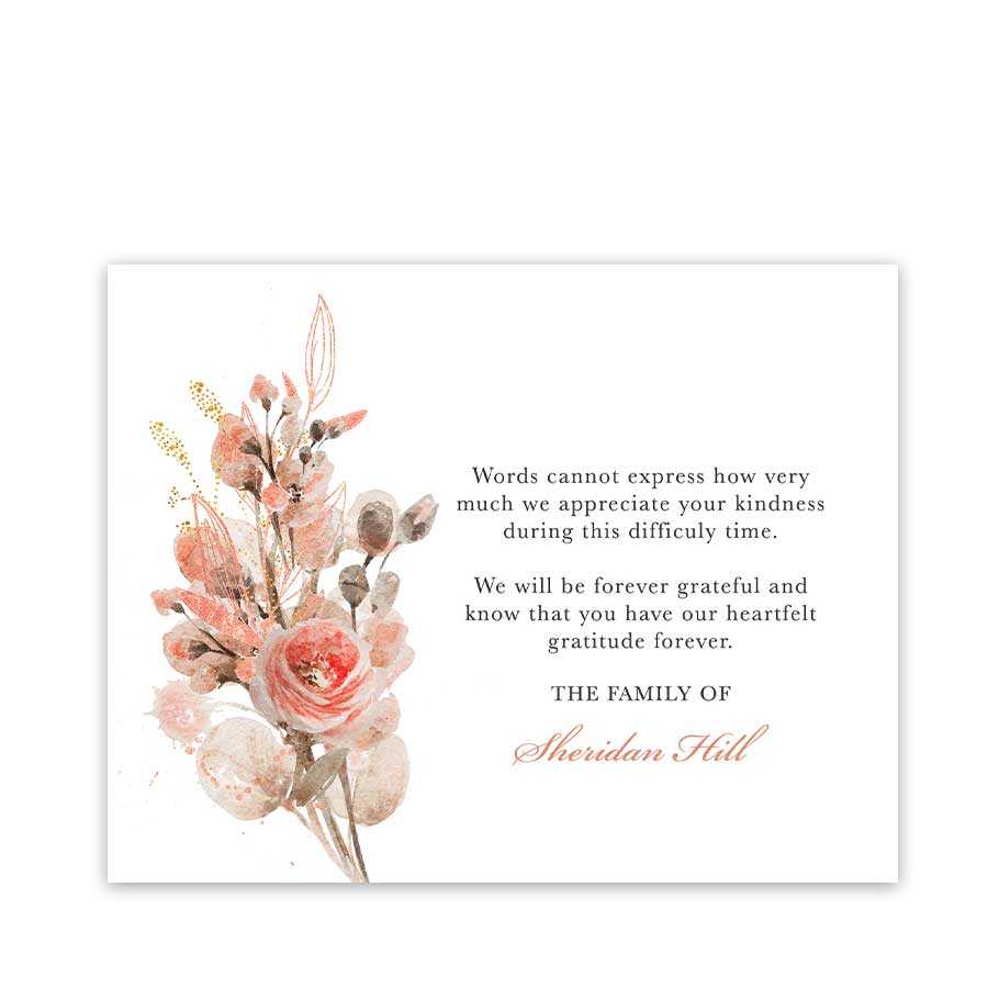Sympathy Thank You Card Customized With Your Wording To Guests Regarding Sympathy Thank You Card Template
