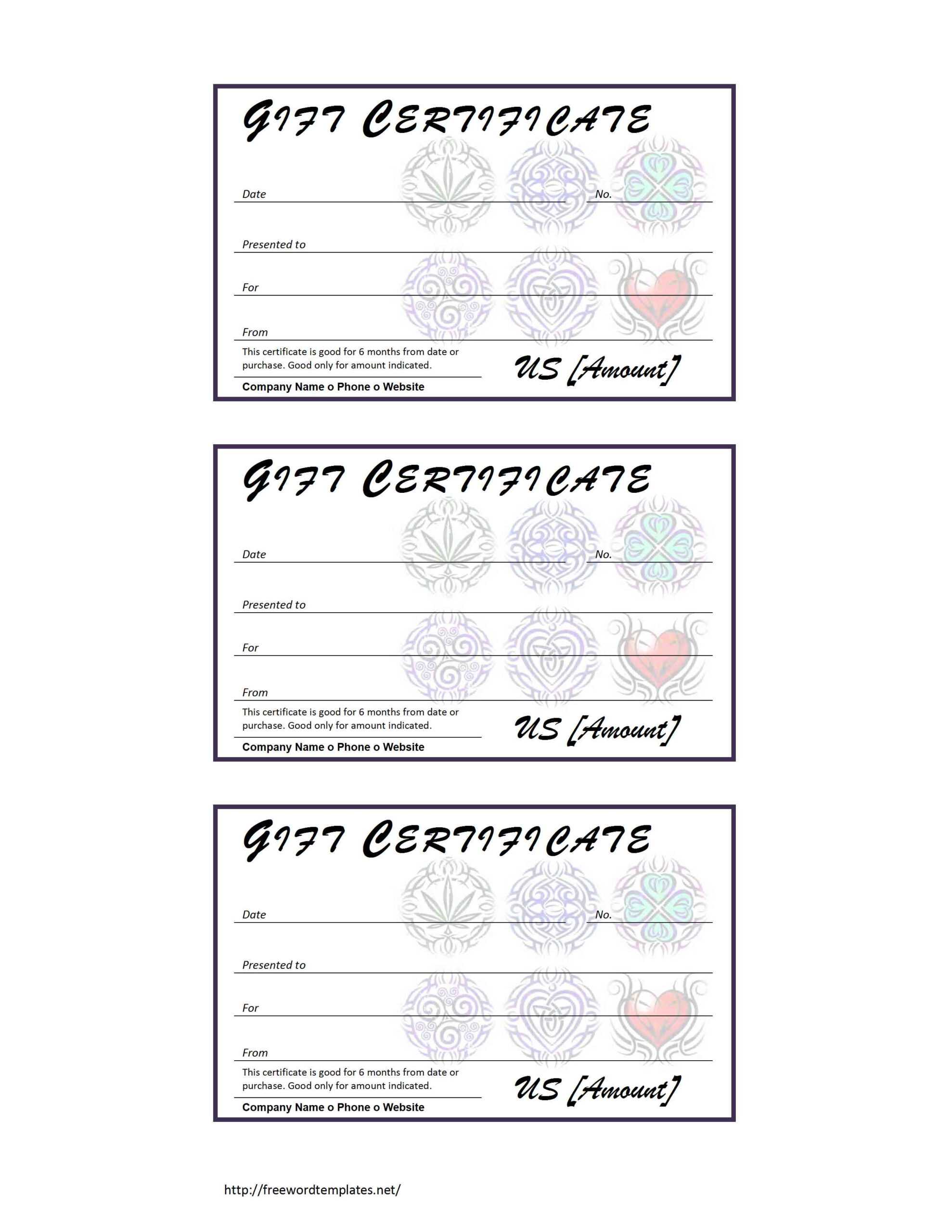 Tattoo Gift Certificate Template For Tattoo Gift Certificate Template