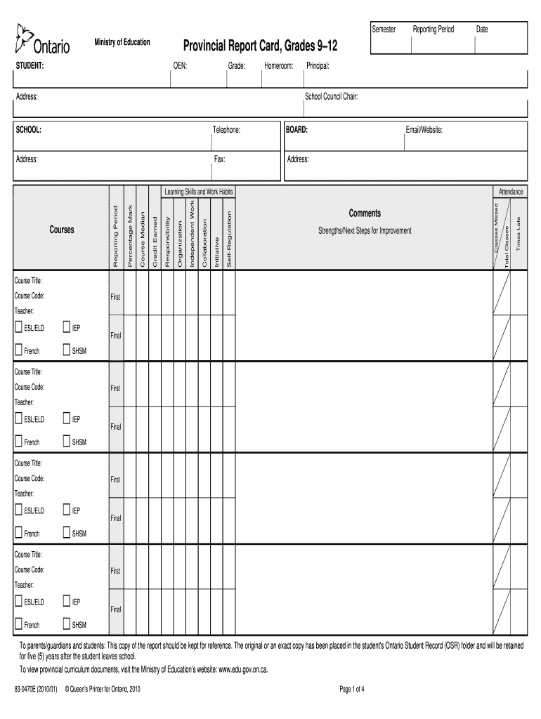 Tdsb Report Card Pdf – Fill Online, Printable, Fillable In College Report Card Template