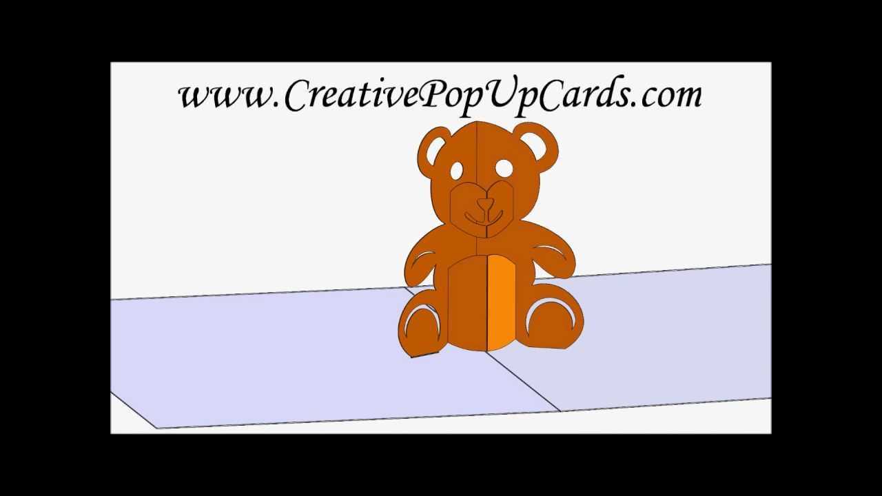 Teddy Bear Pop Up Card 3D Cad Model With Teddy Bear Pop Up Card Template Free