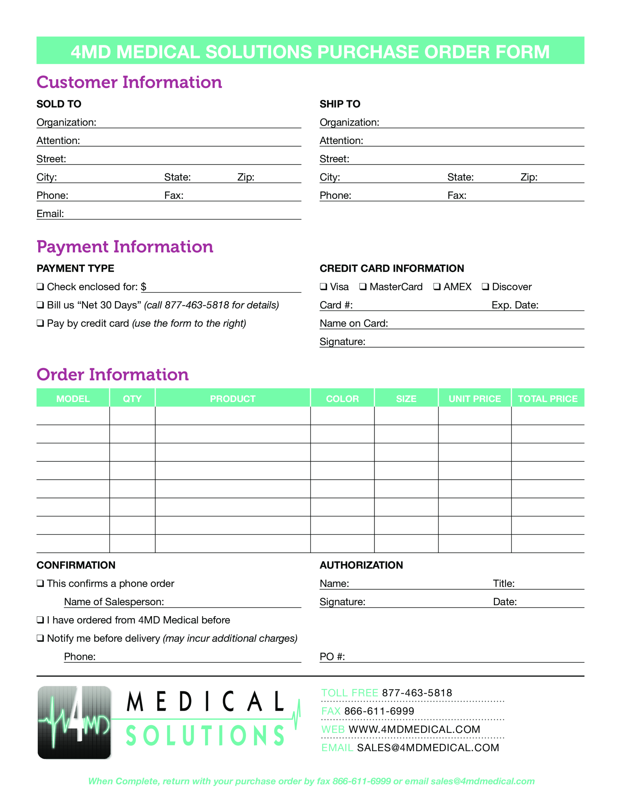 Télécharger Gratuit Medical Purchase Order Form Intended For Customer Information Card Template