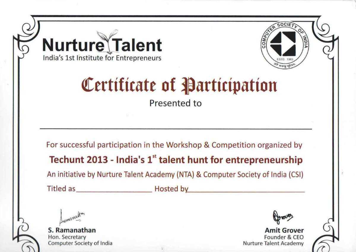 Template For Certificate Of Participation In Workshop For Sample Certificate Of Participation Template