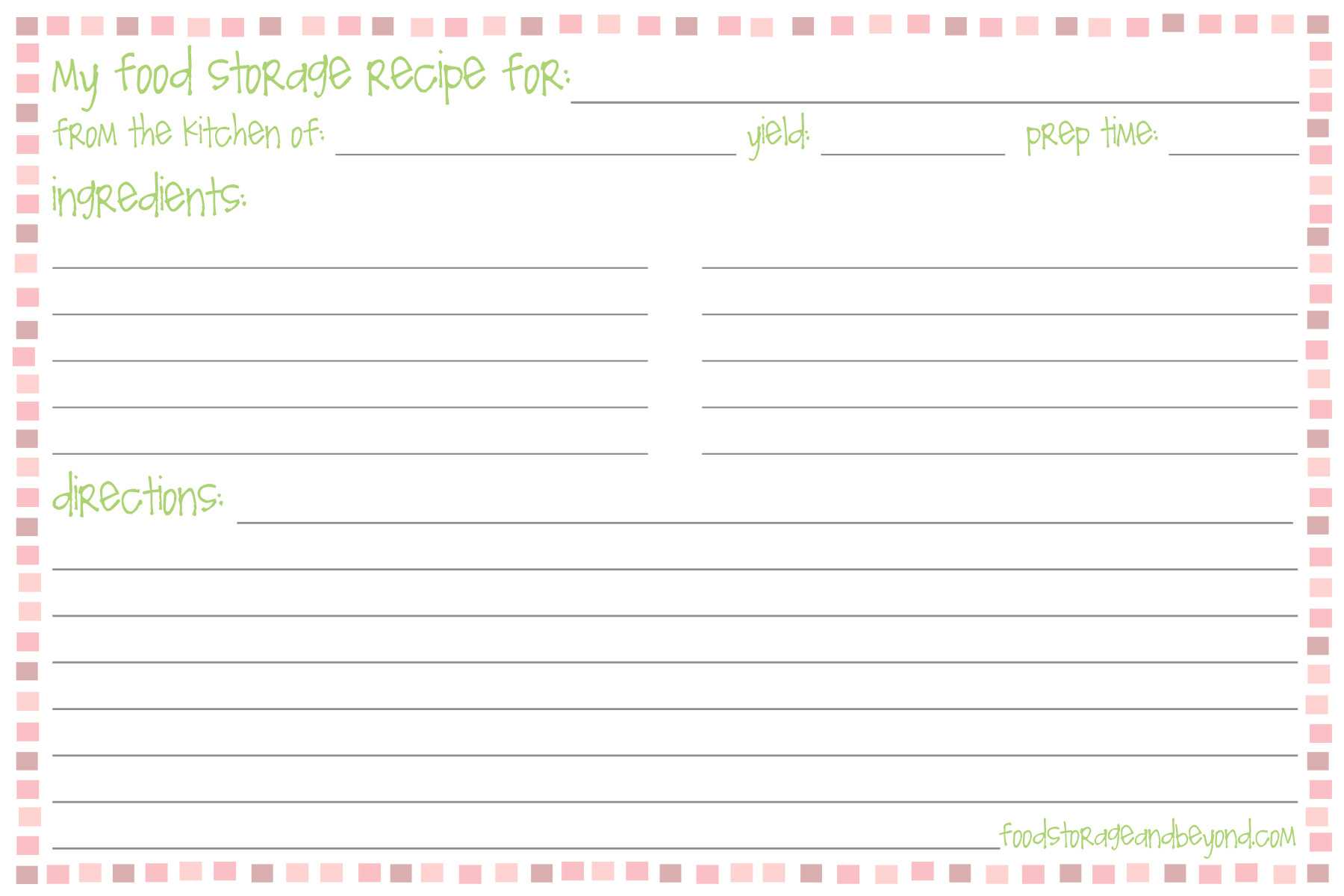 Template For Recipe Cards ] – Printable Recipe Card Within 4X6 Photo Card Template Free