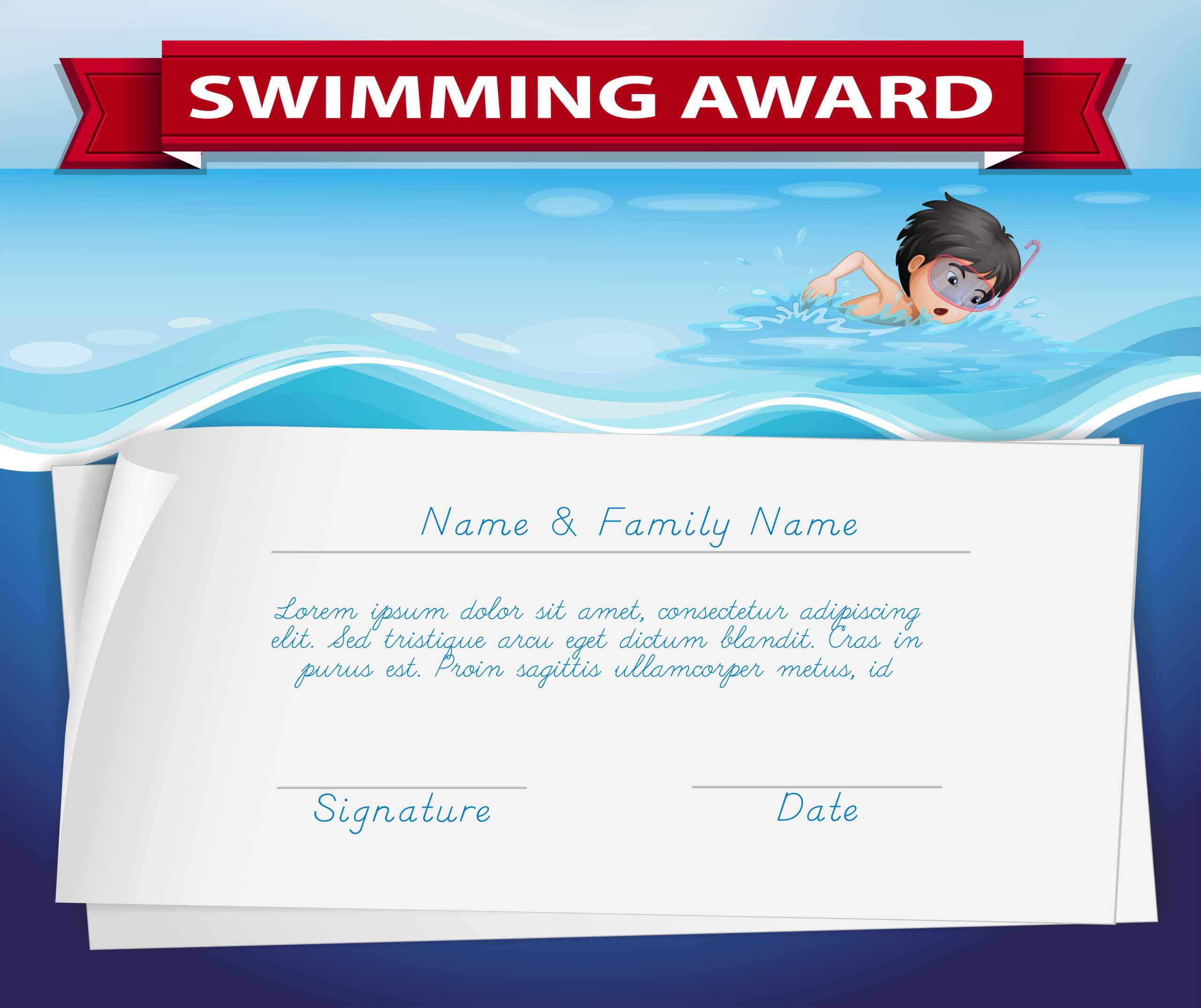 Template Of Certificate For Swimming Award – Download Free In Free Swimming Certificate Templates