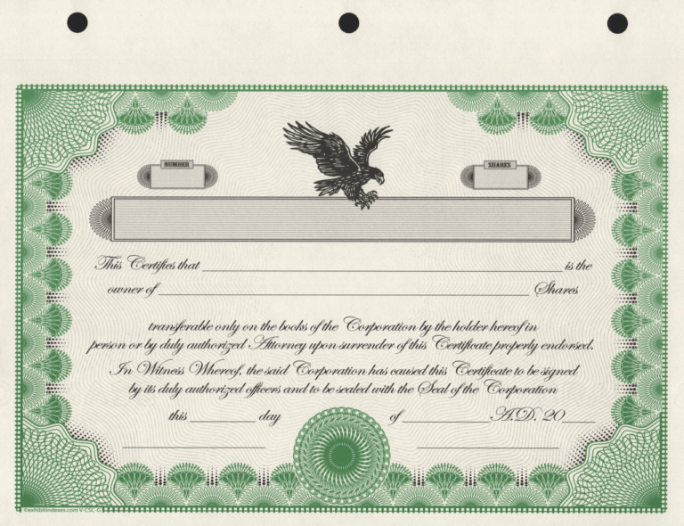 Corporate Bond Certificate Template