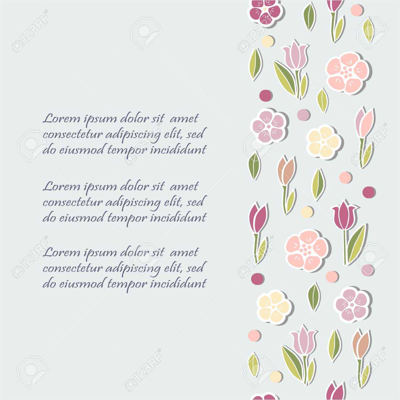 Template With Flowers For Party Invitation, Greeting Card, Postcard,.. Throughout Mom Birthday Card Template
