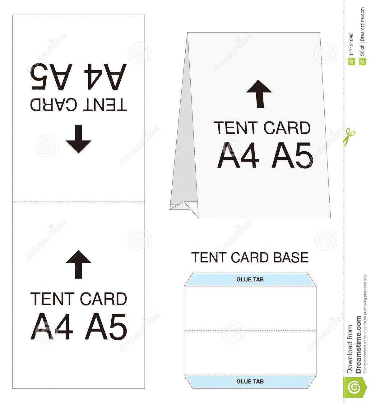 Tent Card A4 A5 Size Mock Up Die Cut Stock Vector With Regard To Free Tent Card Template Downloads