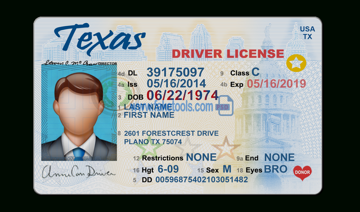 Texas Driver License Psd Template Pertaining To Texas Id Card Template