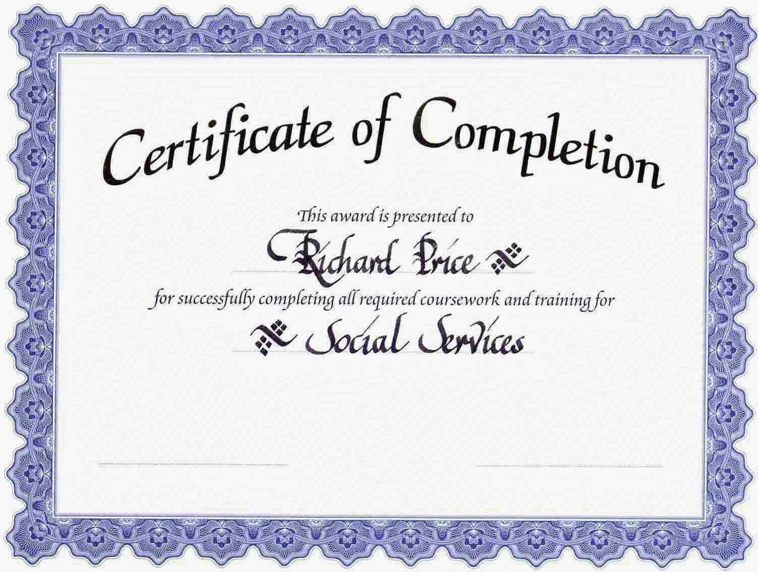 The Best Printable Certificate Of Completion | Katrina Blog In Certificate Of Completion Template Free Printable