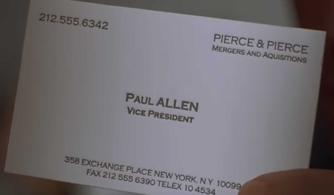 The Business Cards Of American Psycho | Hoban Cards Pertaining To Paul Allen Business Card Template