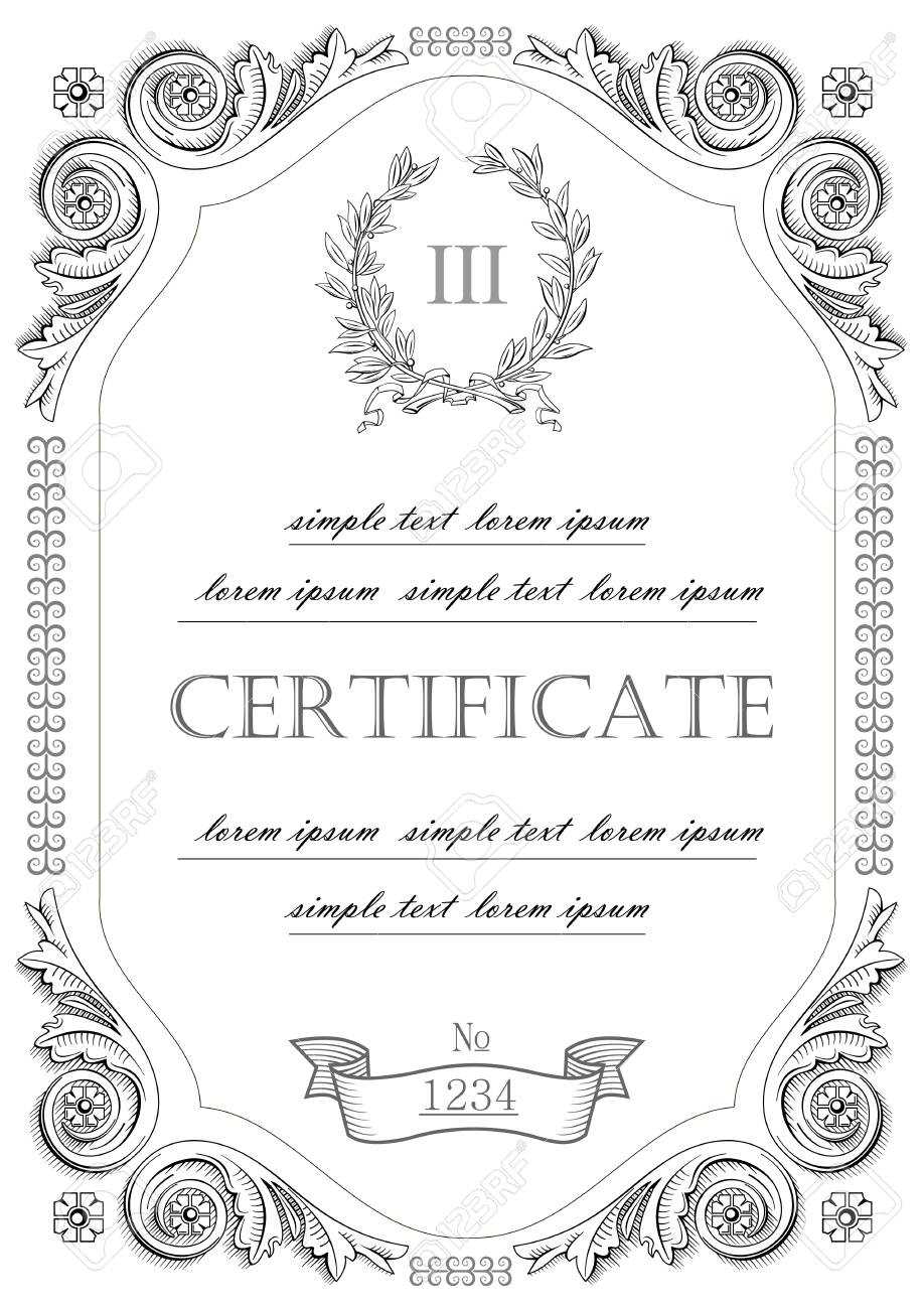 The Template For The Certificate And License In Vintage Classic Style.. Inside Certificate Of License Template