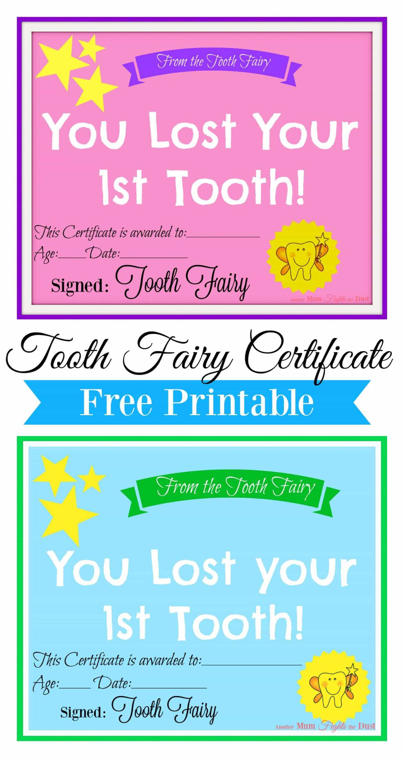 Tooth Fairy Certificate Printable Girl That Are Old For Free Tooth Fairy Certificate Template