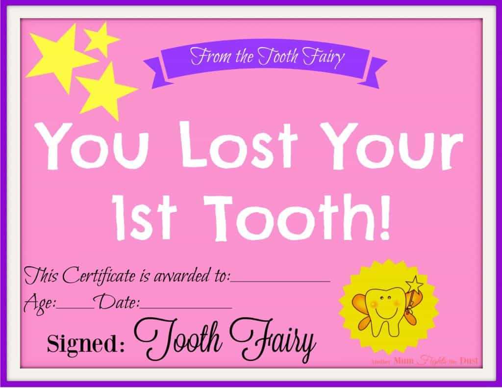 Tooth Fairy Certificate Printable Girl That Are Old Within Free Tooth Fairy Certificate Template