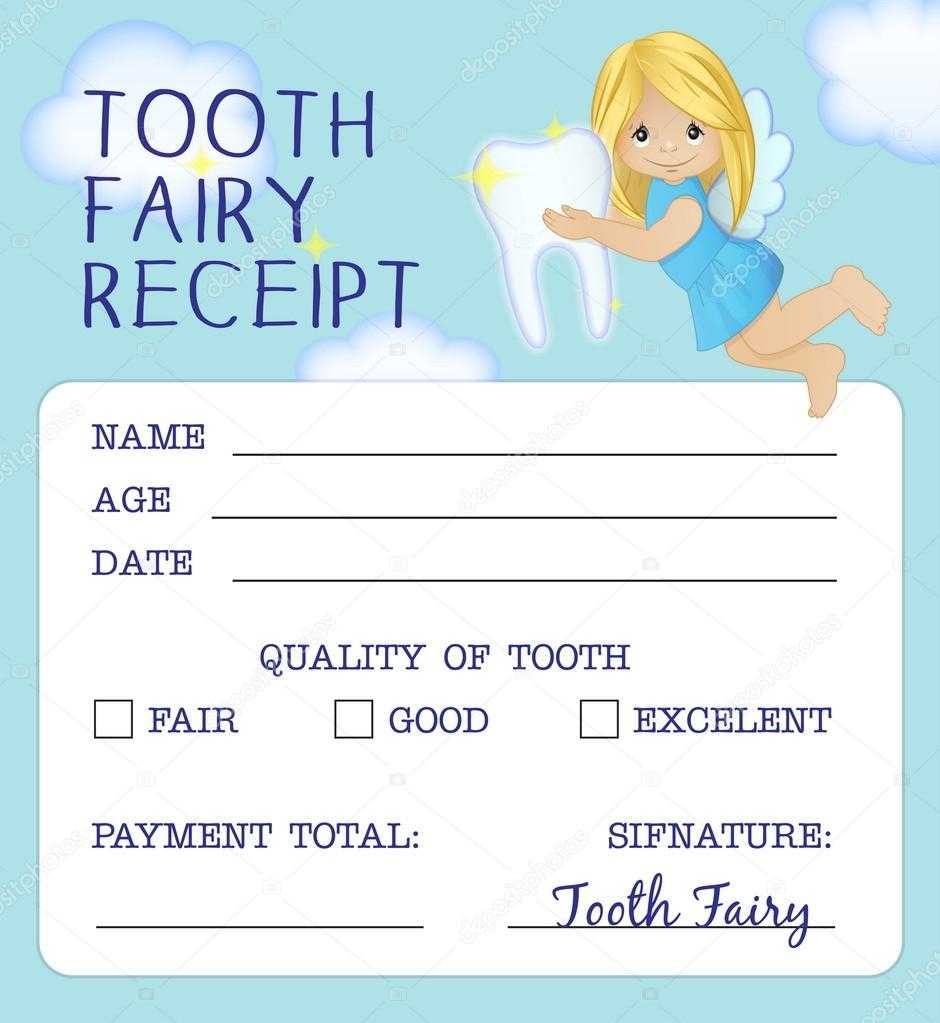 Tooth Fairy Receipt Certificate Design — Stock Vector Inside Free Tooth Fairy Certificate Template