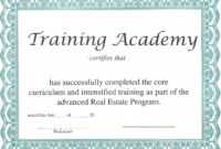 Training Certificate Template – Certificate Templates throughout Template For Training Certificate
