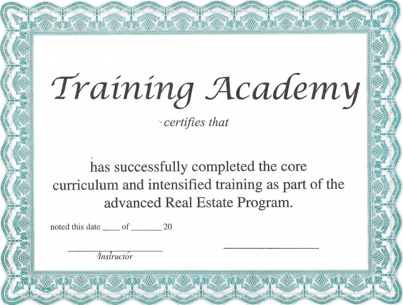 Training Certificate Template – Certificate Templates Throughout Template For Training Certificate