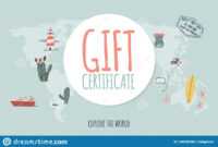 Travel Gift Certificate. Hand Drawn Doodle Style. Explore intended for Free Travel Gift Certificate Template