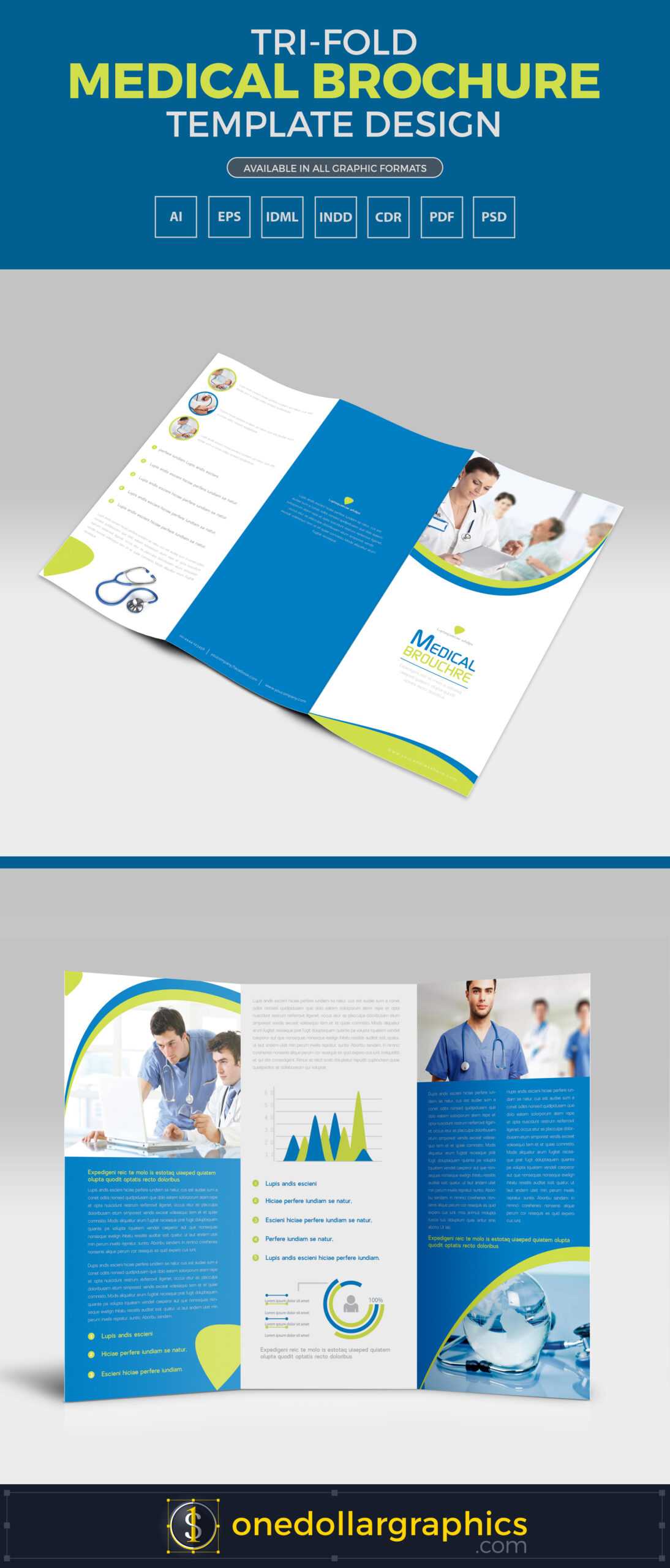 Tri Fold Medical Brochure Template Design In Ai, Eps, Pdf Pertaining To Tri Fold Brochure Template Indesign Free Download