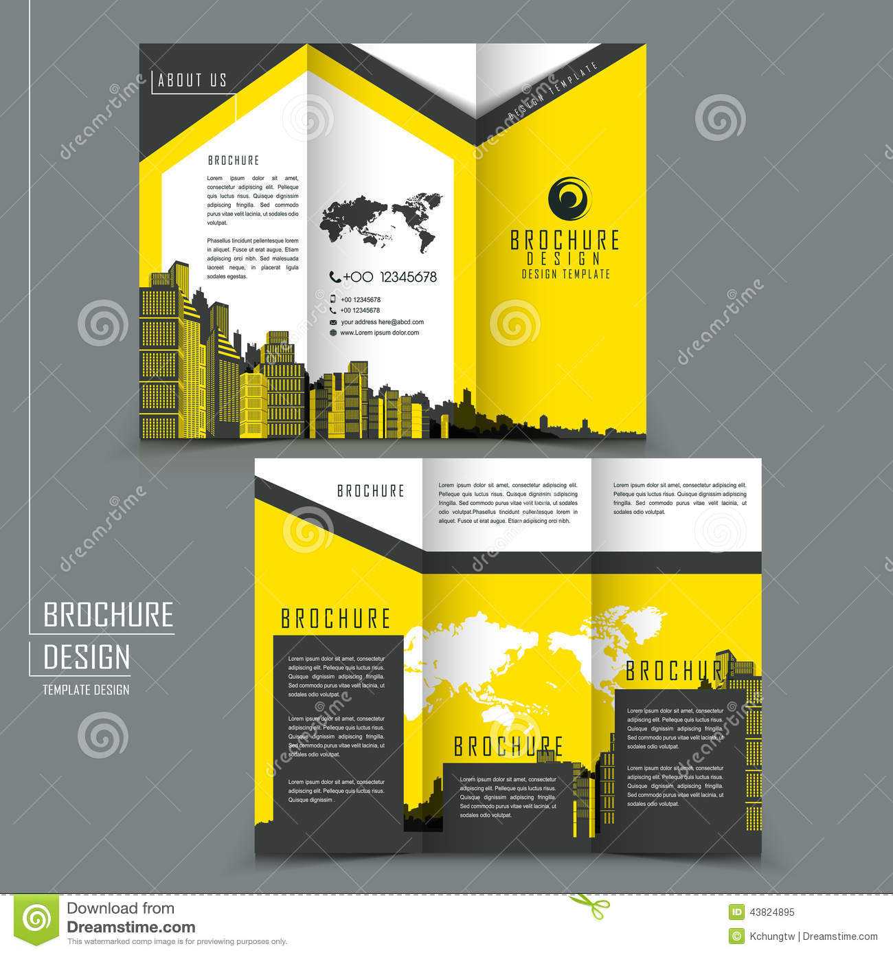 Tri Fold Template Brochure For Business Advertising Stock Inside Fold Over Business Card Template