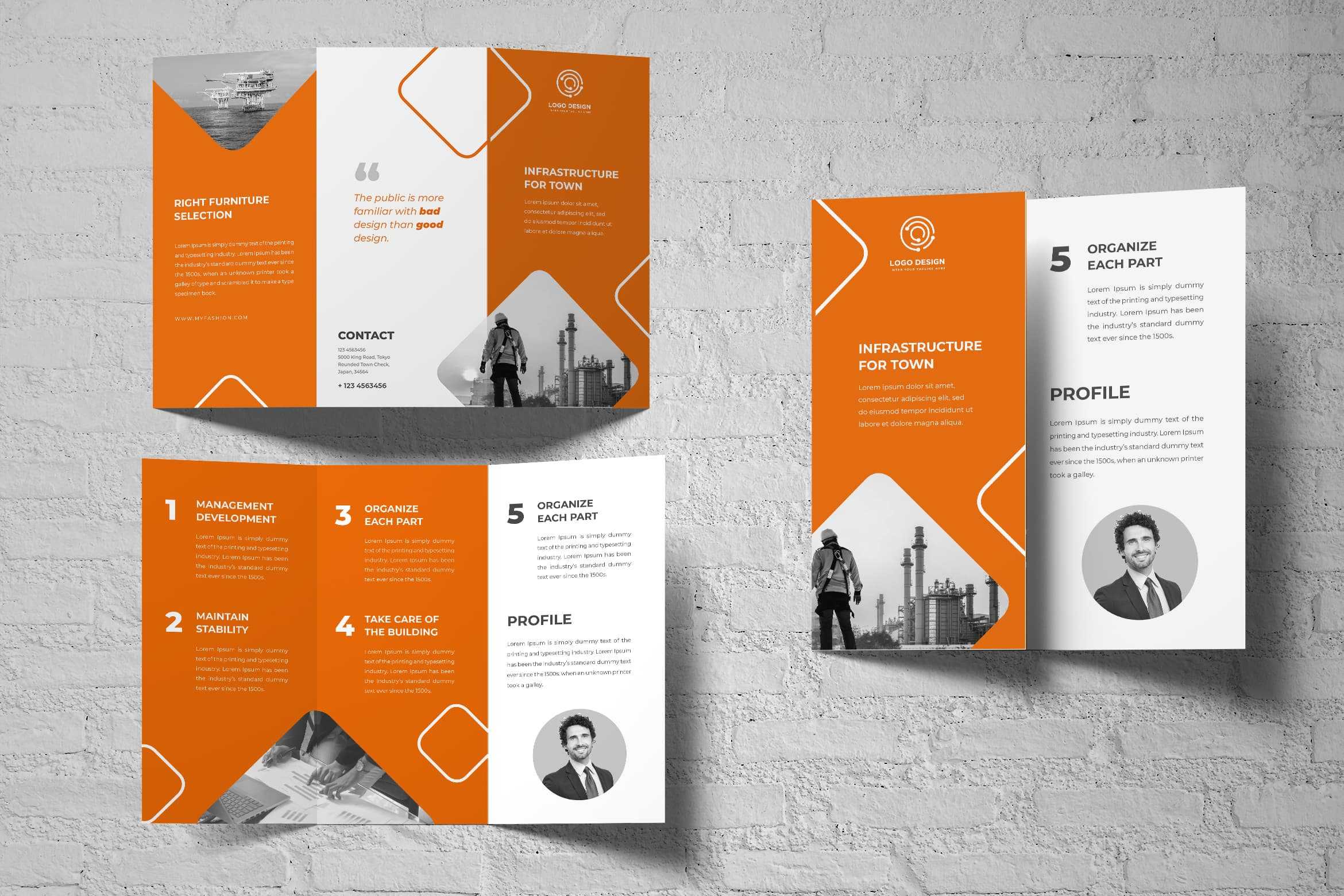 Trifold Brochure – Town Construction Within Adobe Indesign Tri Fold Brochure Template