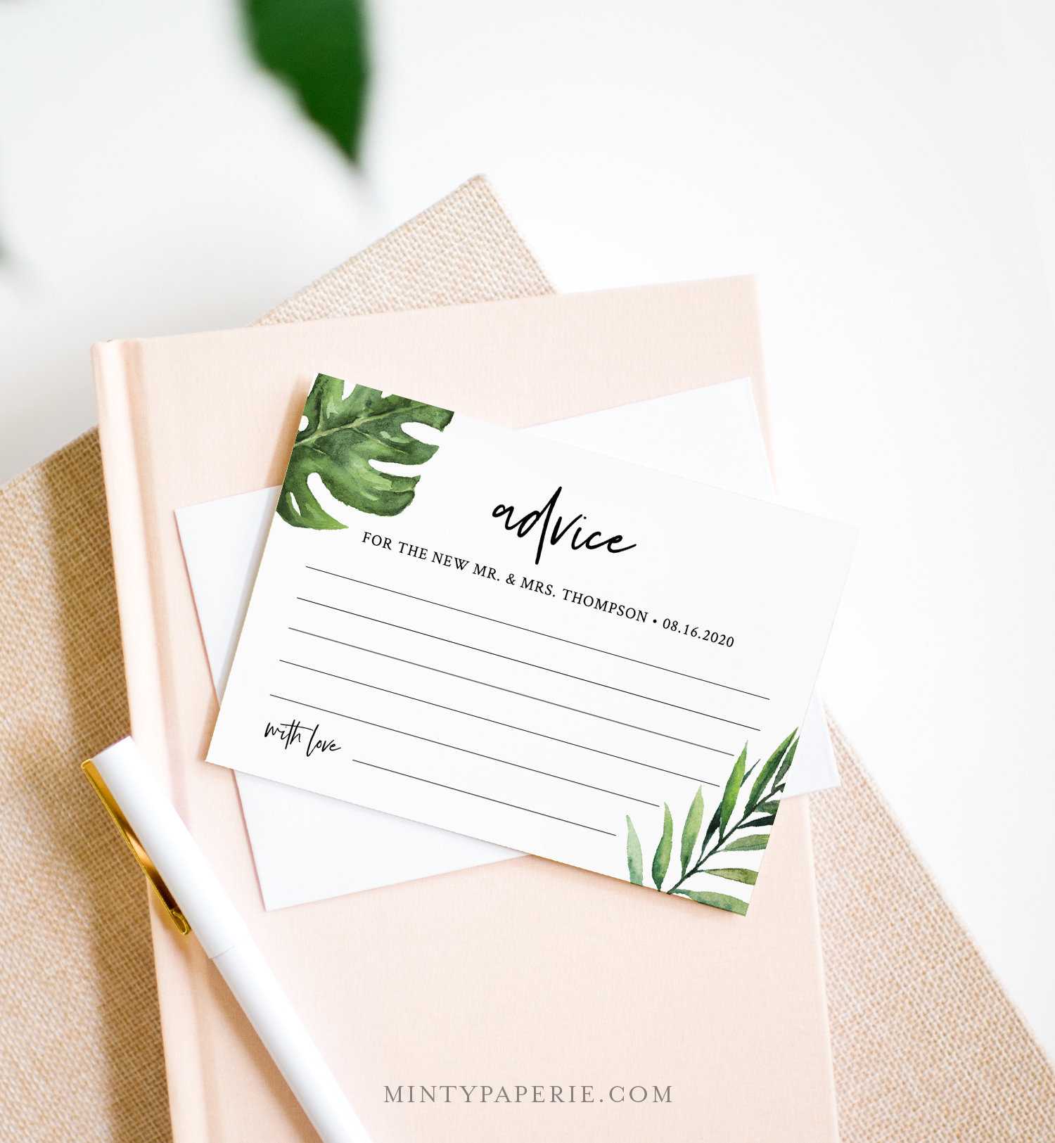 Tropical Advice Card Template, Wedding Well Wishes For For Marriage Advice Cards Templates