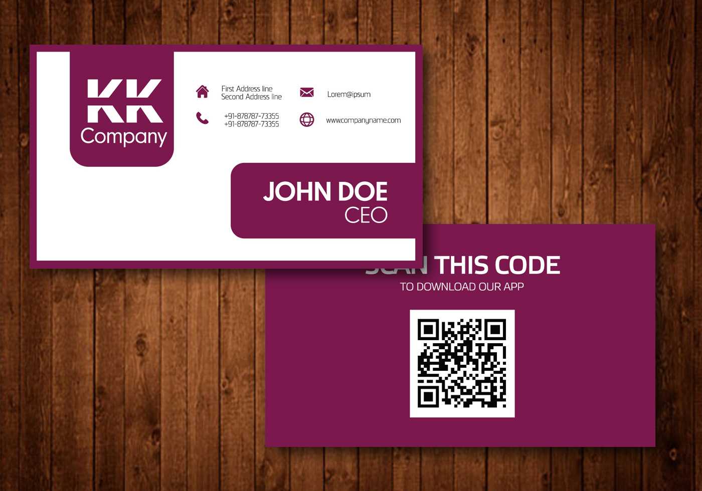 Two Sided Business Card Vector Design – Download Free For 2 Sided Business Card Template Word