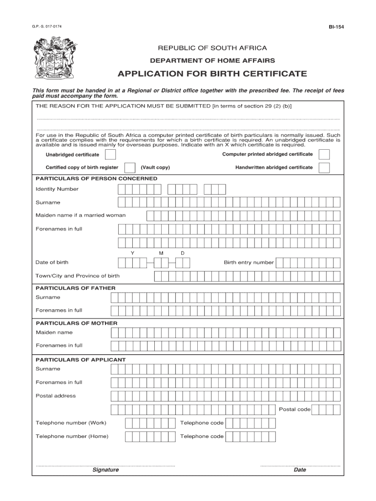 Unabridged Birth Certificate Form – Fill Online, Printable With Regard To South African Birth Certificate Template