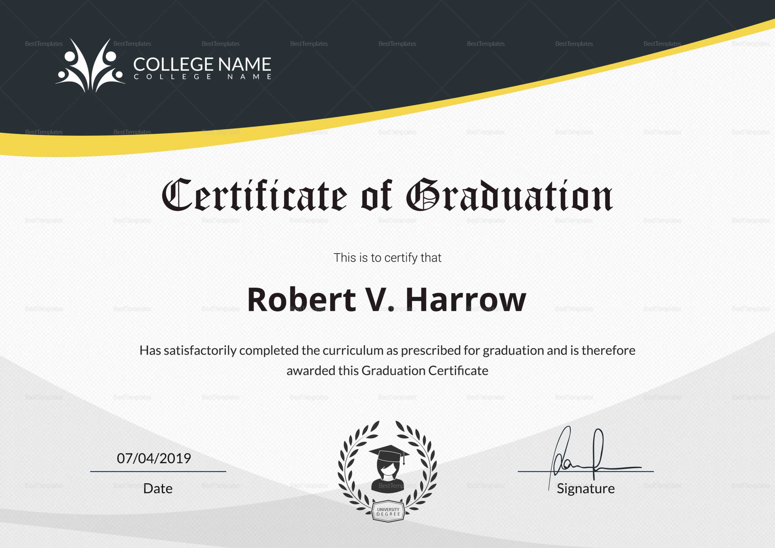 Universal College Graduation Certificate Template Pertaining To College Graduation Certificate Template