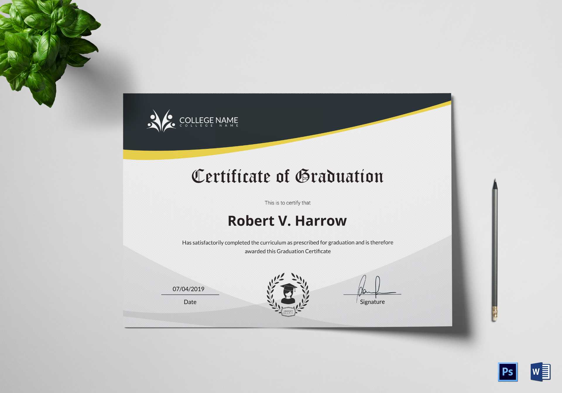 Universal College Graduation Certificate Template Regarding Graduation Certificate Template Word