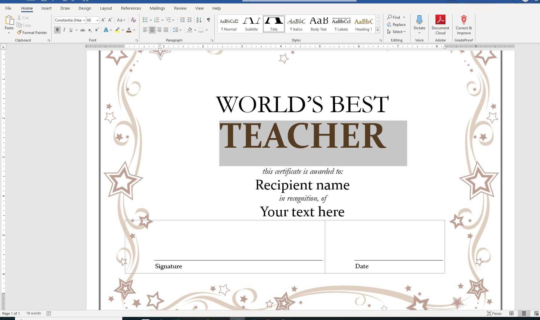 Using A Certificate Template In Microsoft Word Throughout Word 2013 Certificate Template