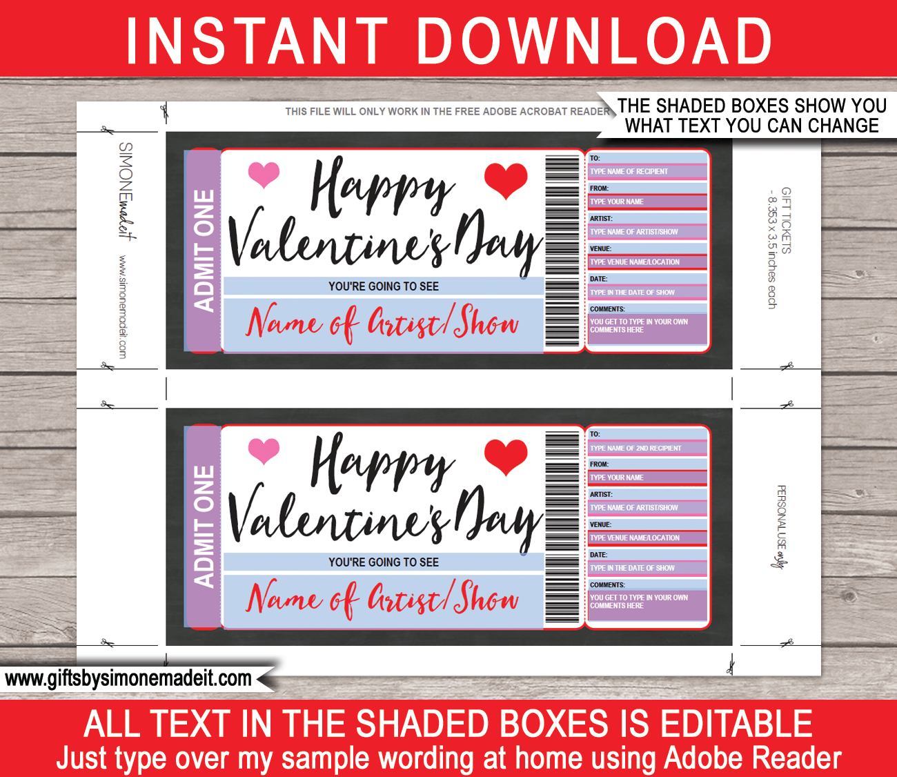 Valentine's Day Concert Ticket Gift Voucher Regarding Movie Gift Certificate Template