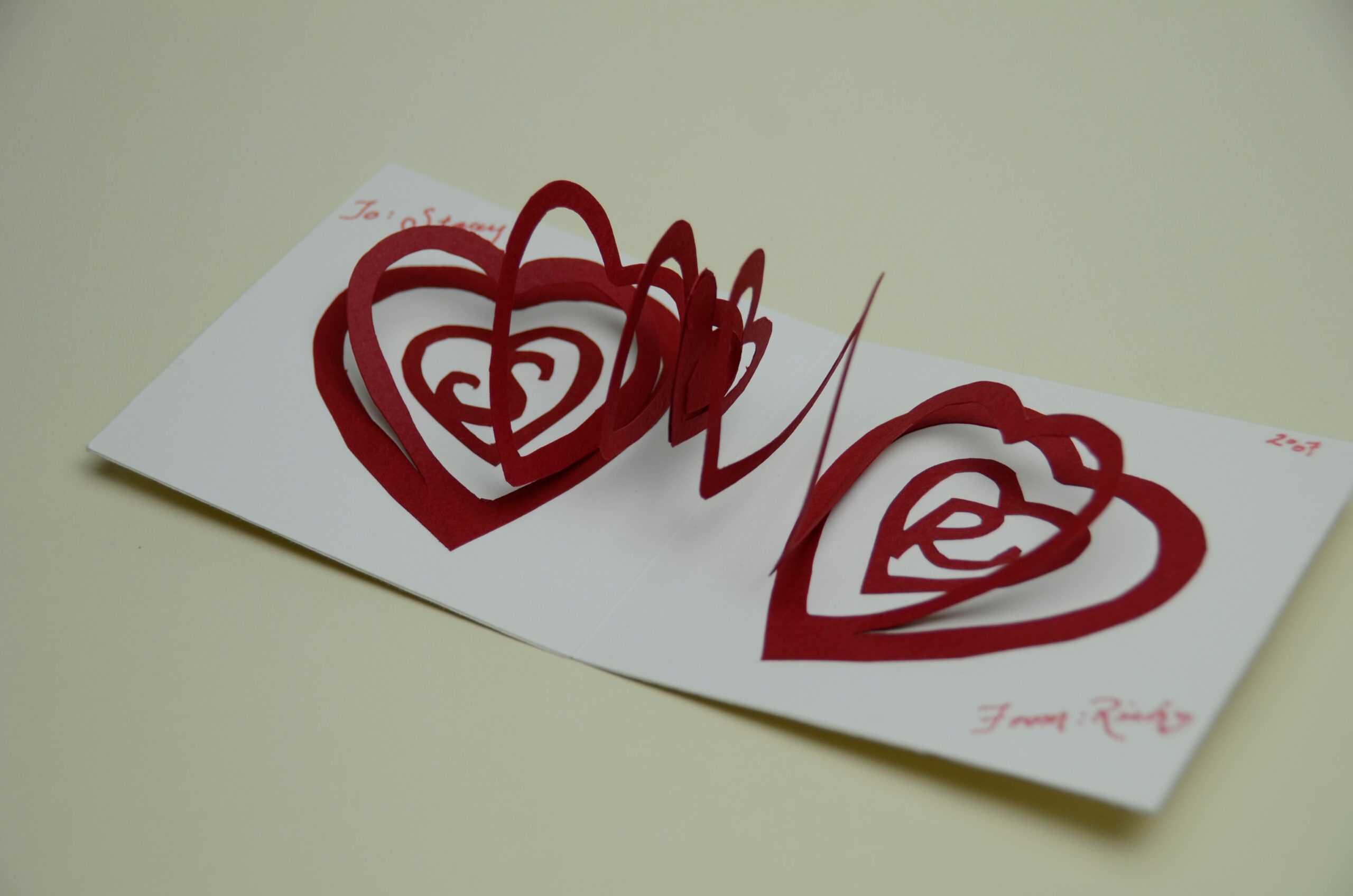 Valentine's Day Pop Up Card: Spiral Heart Tutorial With Pop Out Heart Card Template