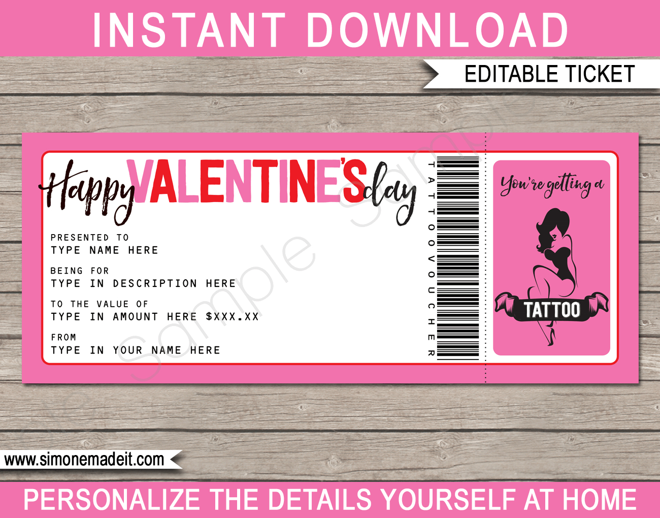 Valentine's Day Tattoo Gift Vouchers Throughout Tattoo Gift Certificate Template