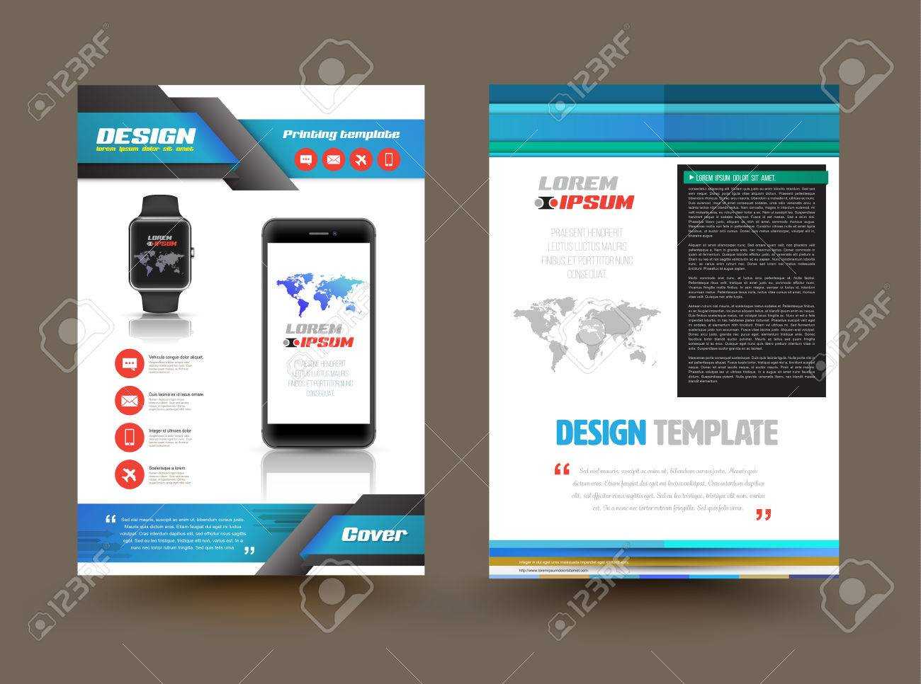 Vector Brochure Template Design For Technology Product. Business.. For Product Brochure Template Free