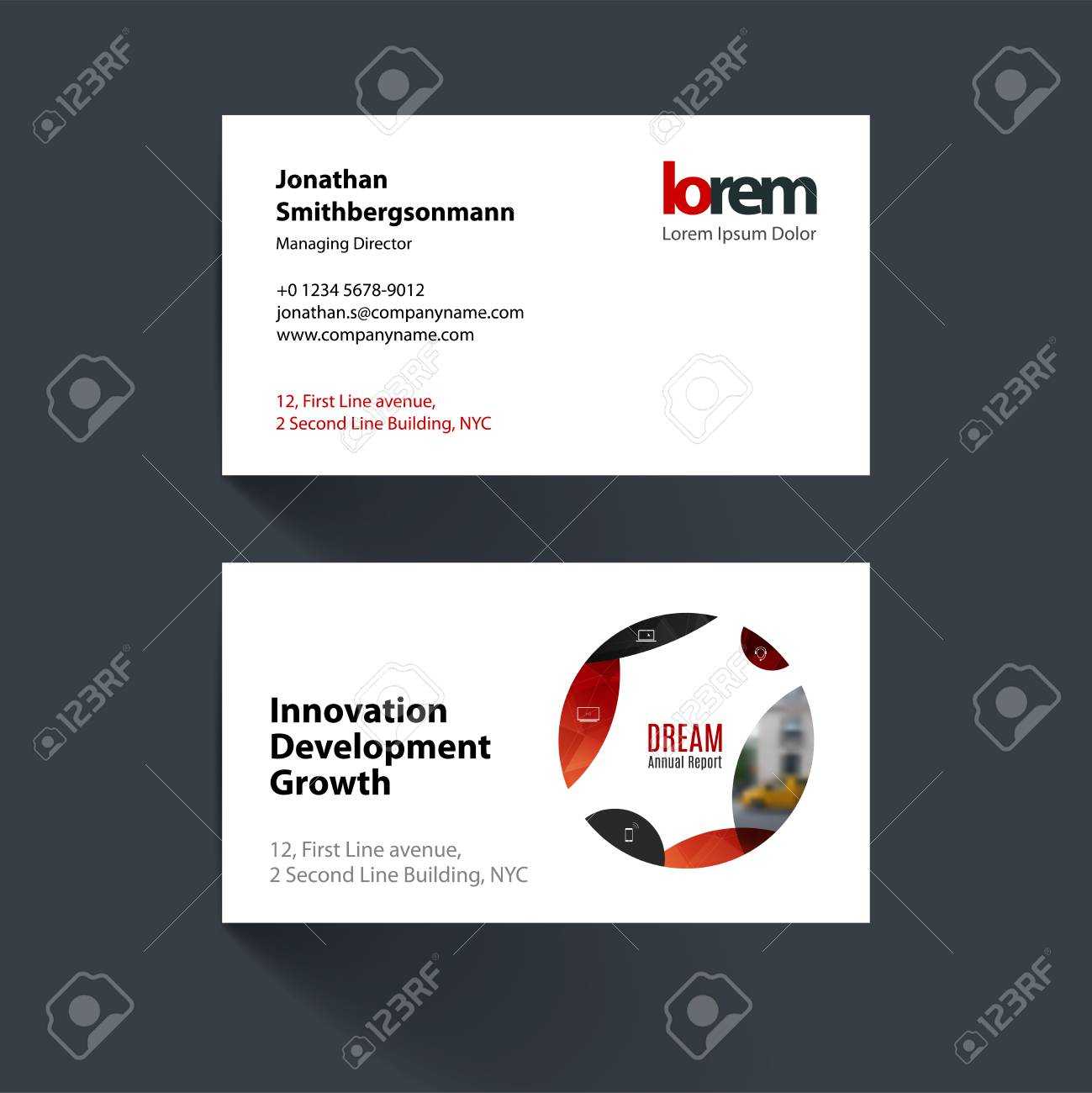 Vector Business Card Template With Red Circle, Soft Shapes, Round For It,  Business, Beauty. Simple And Clean Design. Creative Corporate Identity Regarding Soccer Report Card Template