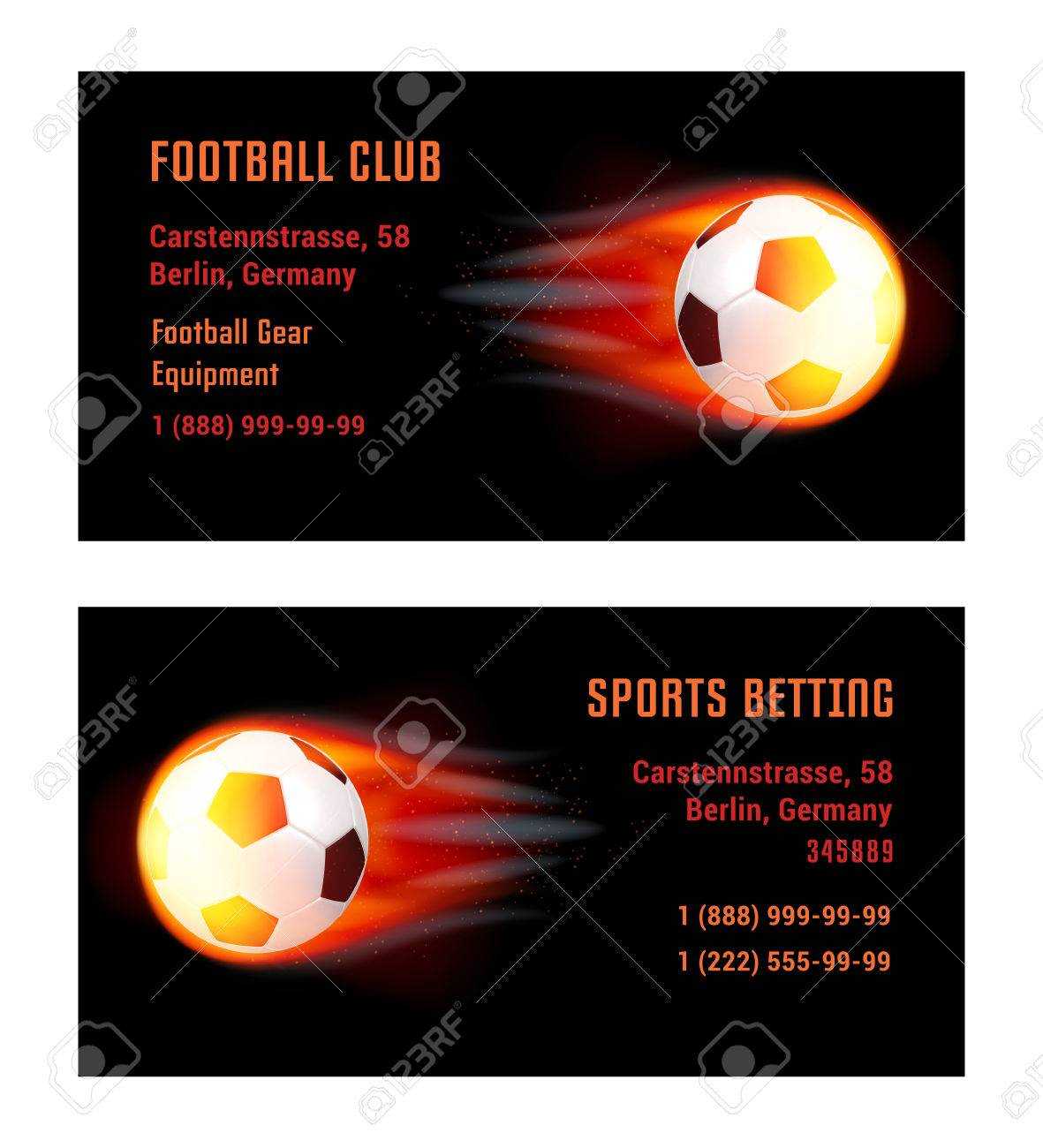 Vector Card Football Ball With Fire. Template For Football Club.. Regarding Football Betting Card Template