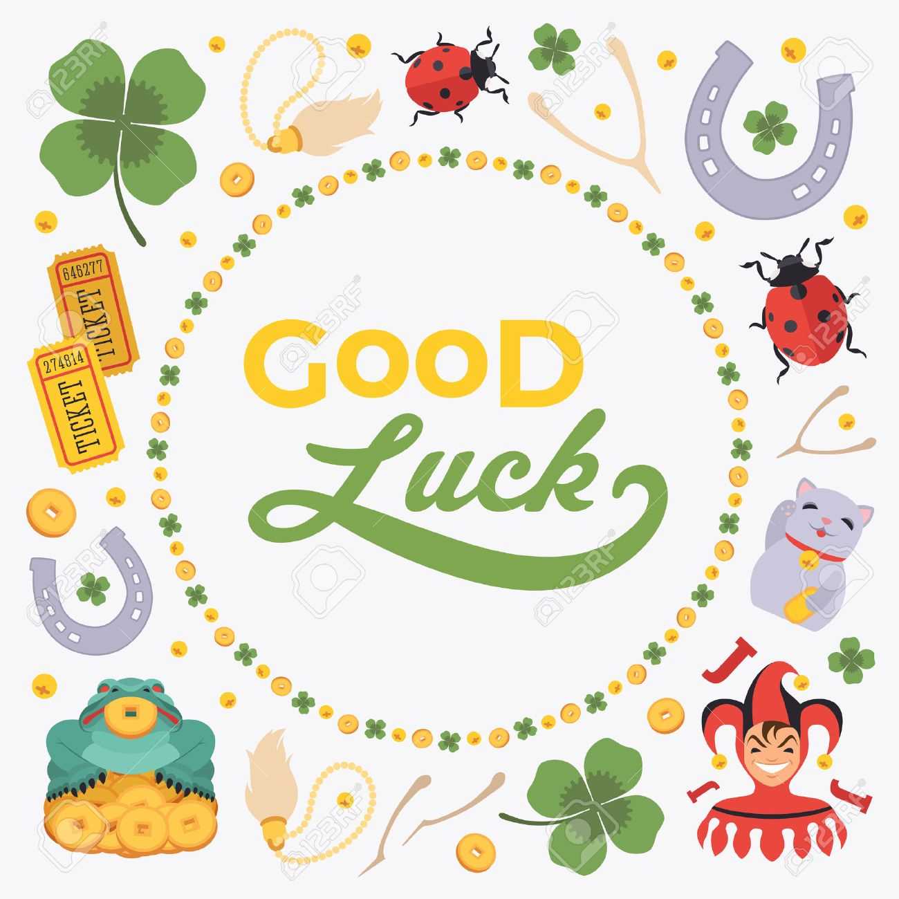 Vector Decorating Design Made Of Lucky Charms, And The Words.. Throughout Good Luck Card Templates