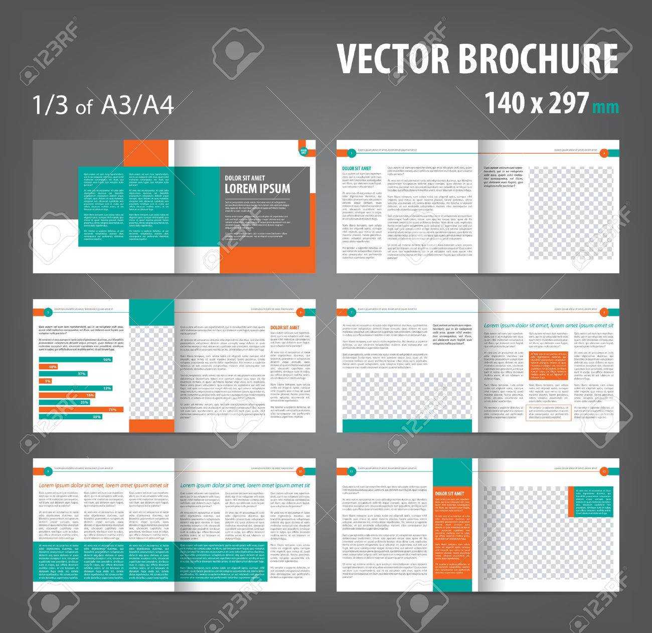 Vector Empty Bi Fold Brochure Print Template Design, Bifold Bright.. With Regard To 12 Page Brochure Template