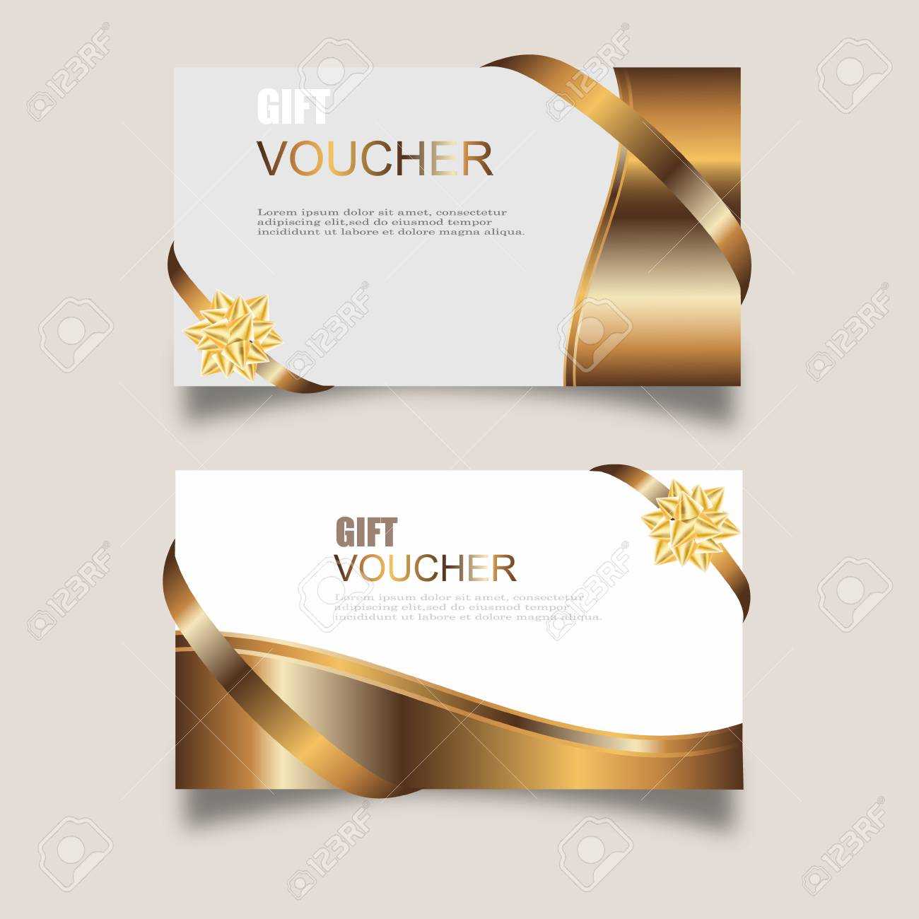 Vector Set Of Luxury Gift Vouchers With Ribbons And Gift Box For Automotive Gift Certificate Template
