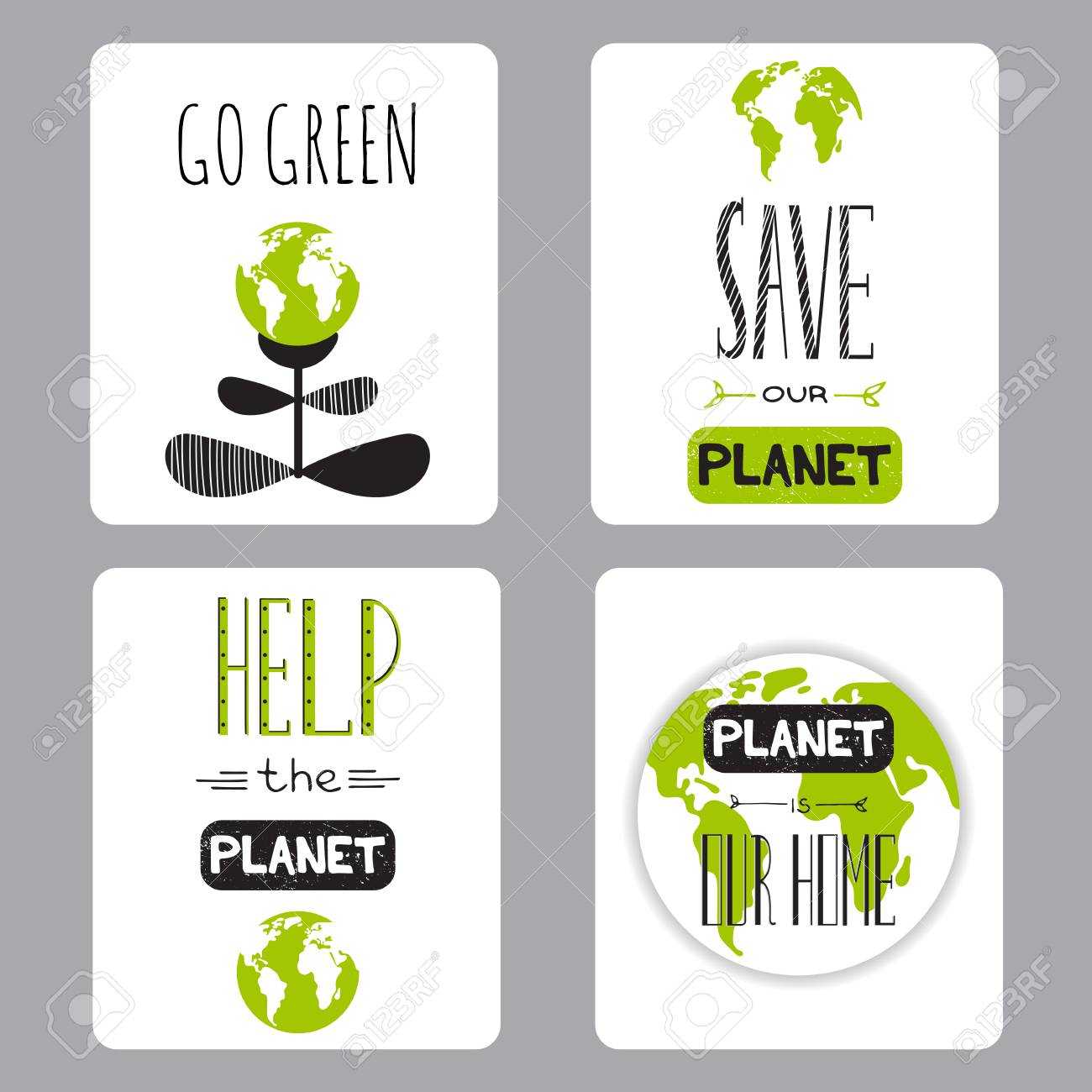 Vector Set Of Small Card Templates. Suitable For Earth Day And.. In Small Greeting Card Template